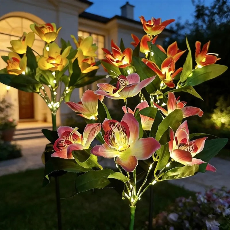 Smart Garden Lighting System - Orkide Zemin LED Işık Yapay Çiçek