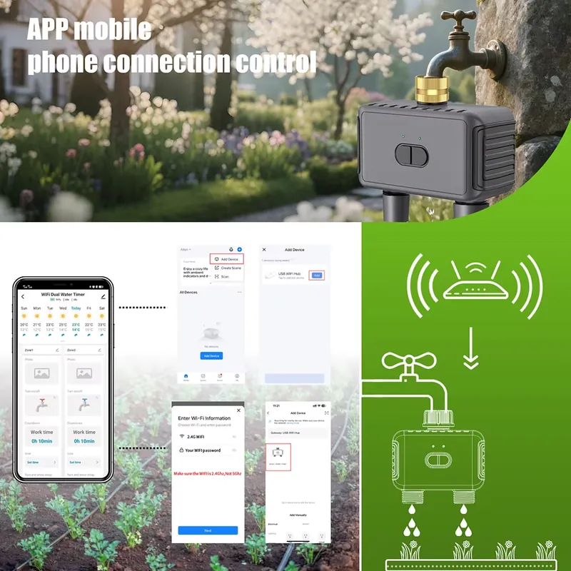 WAP01 WiFi APP Kontrollü Çift  - Smart Garden Watering System incelemesi ve fiyatı