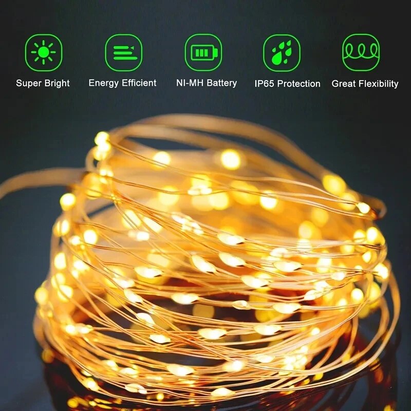 100 LED güneş peri su geçirmez - Smart Garden Lighting System incelemesi ve fiyatı